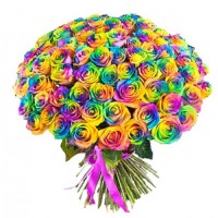 Букет из 101 радужной розы - заказать доставку цветов онлайн