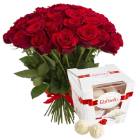 Букет из 33 роз+Рафаэлло - заказать доставку цветов онлайн