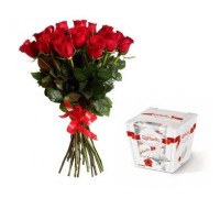 Букет из 15 роз+Рафаэлло - заказать доставку цветов онлайн