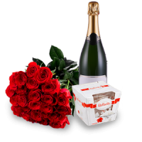 Букет из 15 роз+Шампанское+Рафаэлло - заказать доставку цветов онлайн