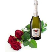 Букет из 3 роз+Martini Asti - заказать доставку цветов онлайн